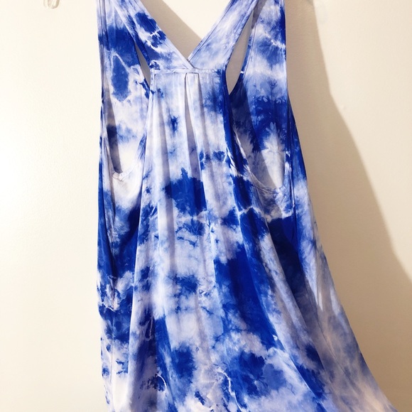 Bobeau Tie Dye Racer Back Tank in Blue White Sz M - Picture 4 of 8